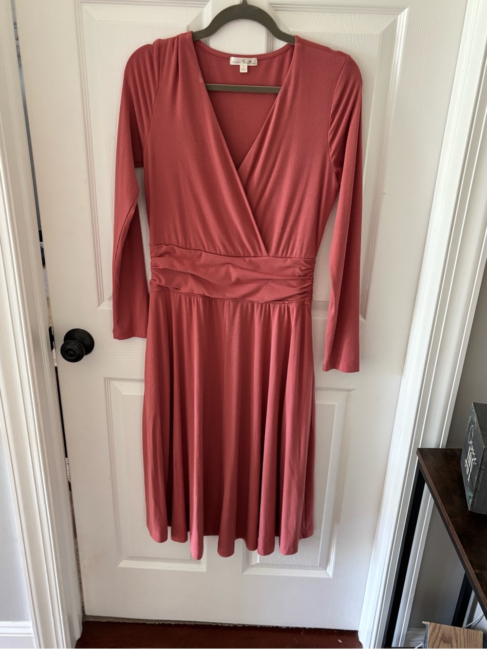 nine britton Dusty Rose Long-Sleeve Wrap-Style Dress